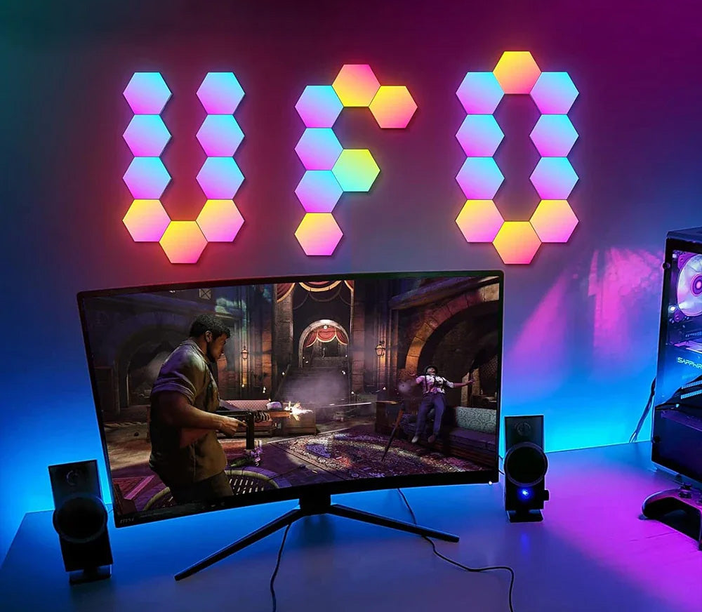 Luzes de Parede RGB Smart LED - Várias Combinações, Iluminação Inteligente, Sincronização com Música Luzes de Parede RGB Smart LED - Várias Combinações, Iluminação Inteligente, Sincronização com Música